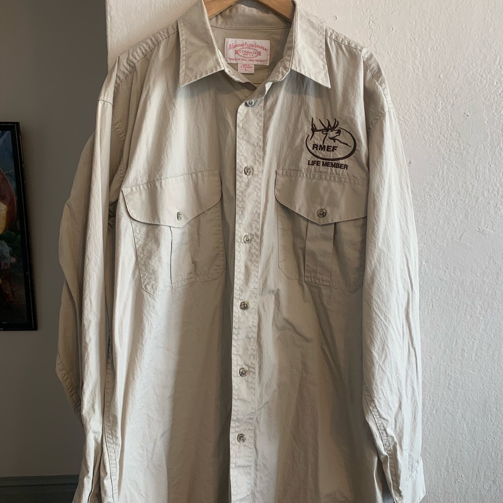 Filson Mens Large Khaki Button-Up Shirt